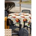 thumbnail image 4 of Cute Ladybugs Outdoor Tablecloth - 54x54 Inch Square Dining Table Cover, Spring Botanical Leaves Beige Waterproof Outdoor Table Cloth with Umbrella Hole & Zipper for Picnic/Patio/Party, 4 of 7