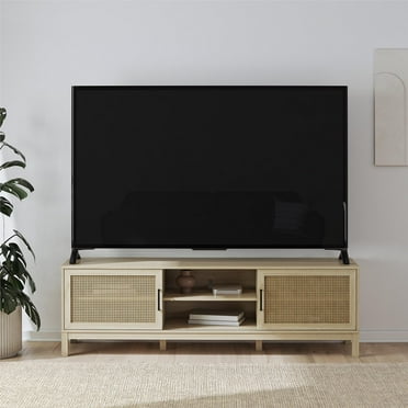 Mainstays Cane TV Stand for TVs up to 85", Spring Pine
