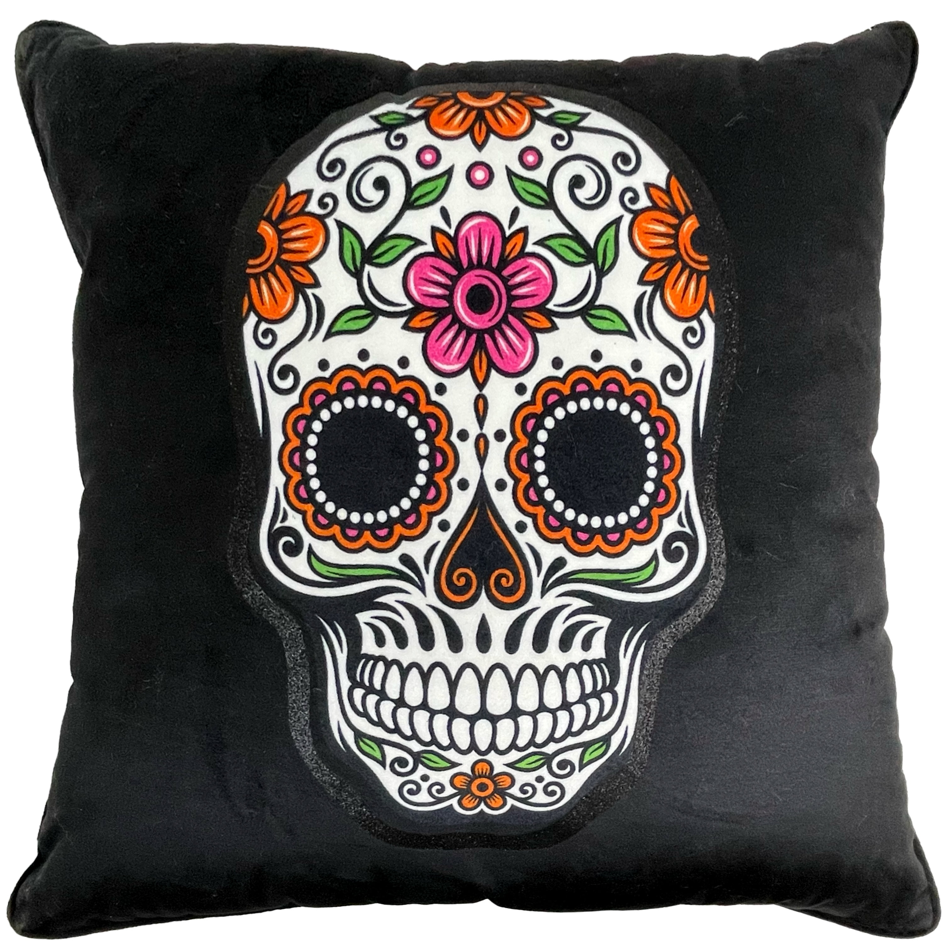 Way to Celebrate! Day of the Dead Floral Skull Decorative Pillow, SKULL HALLOWEEN CUSHION