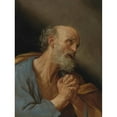 thumbnail image 2 of Guido Reni 12x14 Black Ornate Wood Framed Double Matted Museum Art Print Titled: The Penitent Saint Peter, 2 of 5