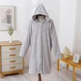 thumbnail image 4 of XIAOCHA Men's Hooded Front Button Bath Robe Long Sleeve Relaxed Fit Fall Night Gown, 4 of 5