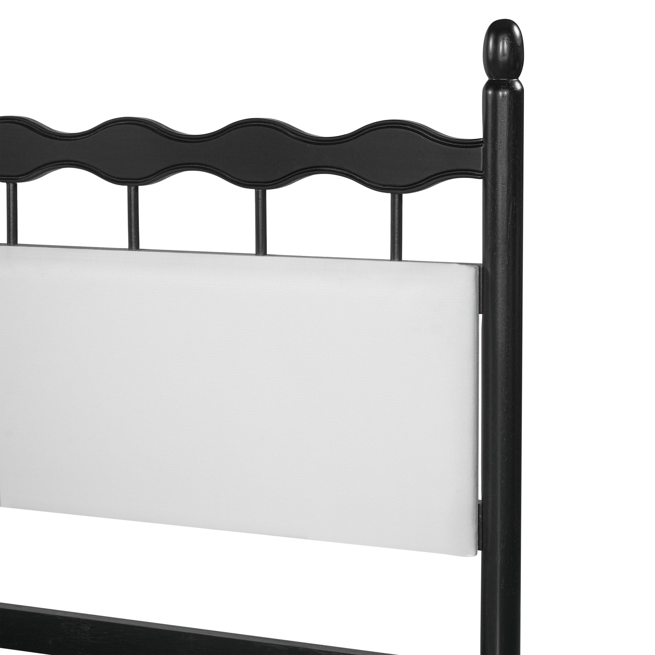 Christopher Knight Home Transitional Platform Bed Frame with Upholstered Headboard, King Size, Black