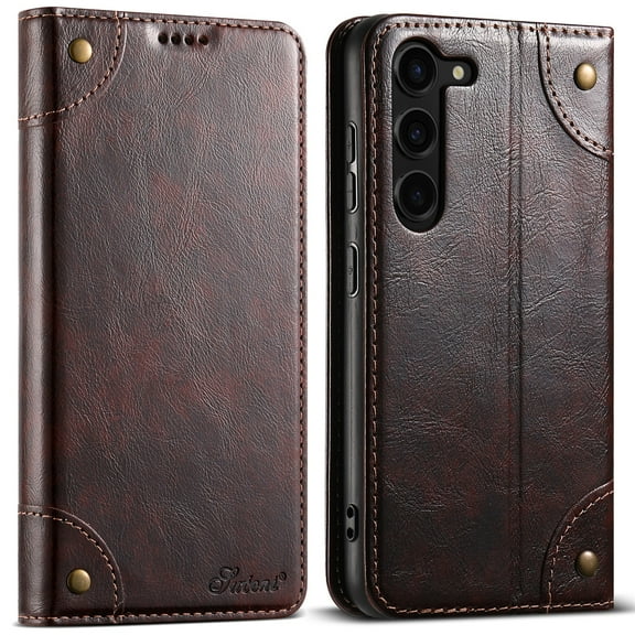 SaniMore for Samsung Galaxy S23 Plus 6.6" 2023 Wallet Cover, PU Leather Magnetic Book Folding Flip Folio Case Wear-resistant Shockproof Anti-fall [RFID Blocking] & Stand Function, Brown