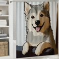 thumbnail image 6 of Patifu Dog Table Digital Art Shower Curtain 100% Polyester with Hooks 36"x72, 6 of 7