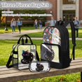 thumbnail image 2 of Kuiaobaty Cat Stars Print Clear Backpack and Lunch Bag Set for Girls Rocket Planet Print Bookbag and Pencil Case with Zipper Heavy Duty Backpack with Lunch Box for School, Black, 2 of 5