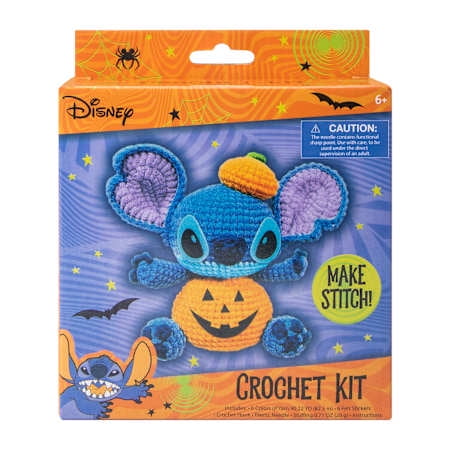 Disney Halloween Stitch Crochet Kit with 6 Colors of Yarn & Crochet Hook, 11 Pieces