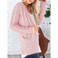 thumbnail image 3 of Jersey tipo cárdigan PRETTYGARDEN de punto trenzado rosa empolvado para mujer, 3 of 6