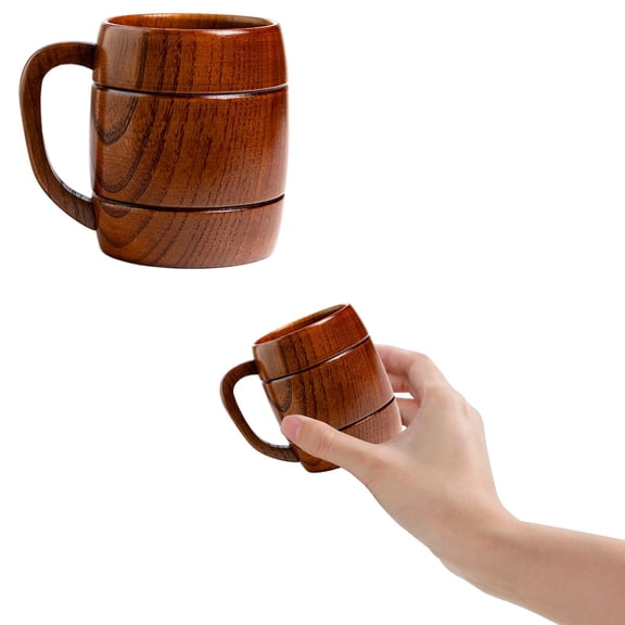 PLJFXXM Large Wooden Beer Mug Gift for Men Women Big Vintage Viking Cup Rustic Cool Wood Stein Tankard Handmade Unique Coffee Man Mugs for Him Male Dad Husband Manly Camping Tea Cup Outdoor Fancy Mug