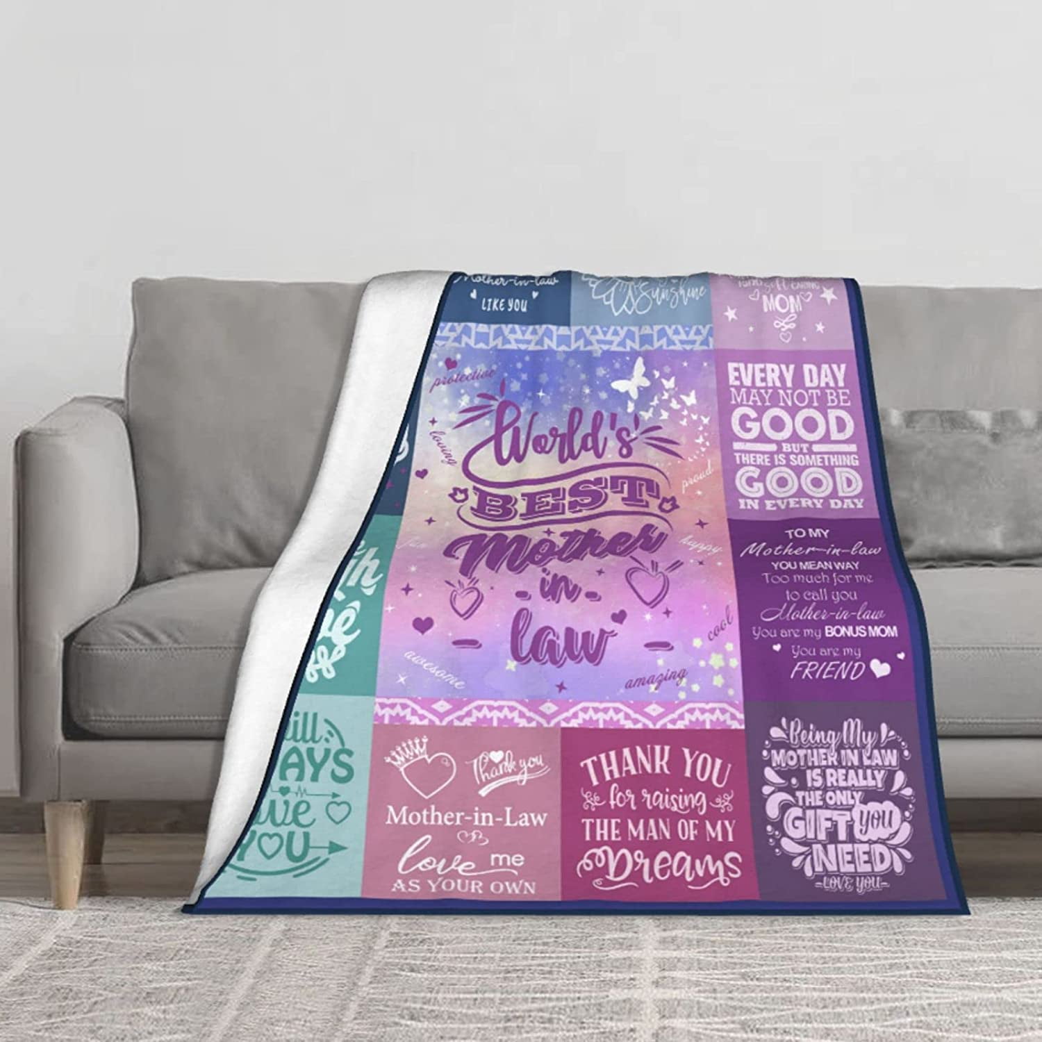 Gifts for Mother-in-Law Blanket 50"x60", Mother-in-Law Birthday Gifts, Mother-in-Law Gifts , Mother-in-Law Gifts from Daughter-in-Law, Best Birthday Gifts for Future Mother-in-Law Throw Blanket
