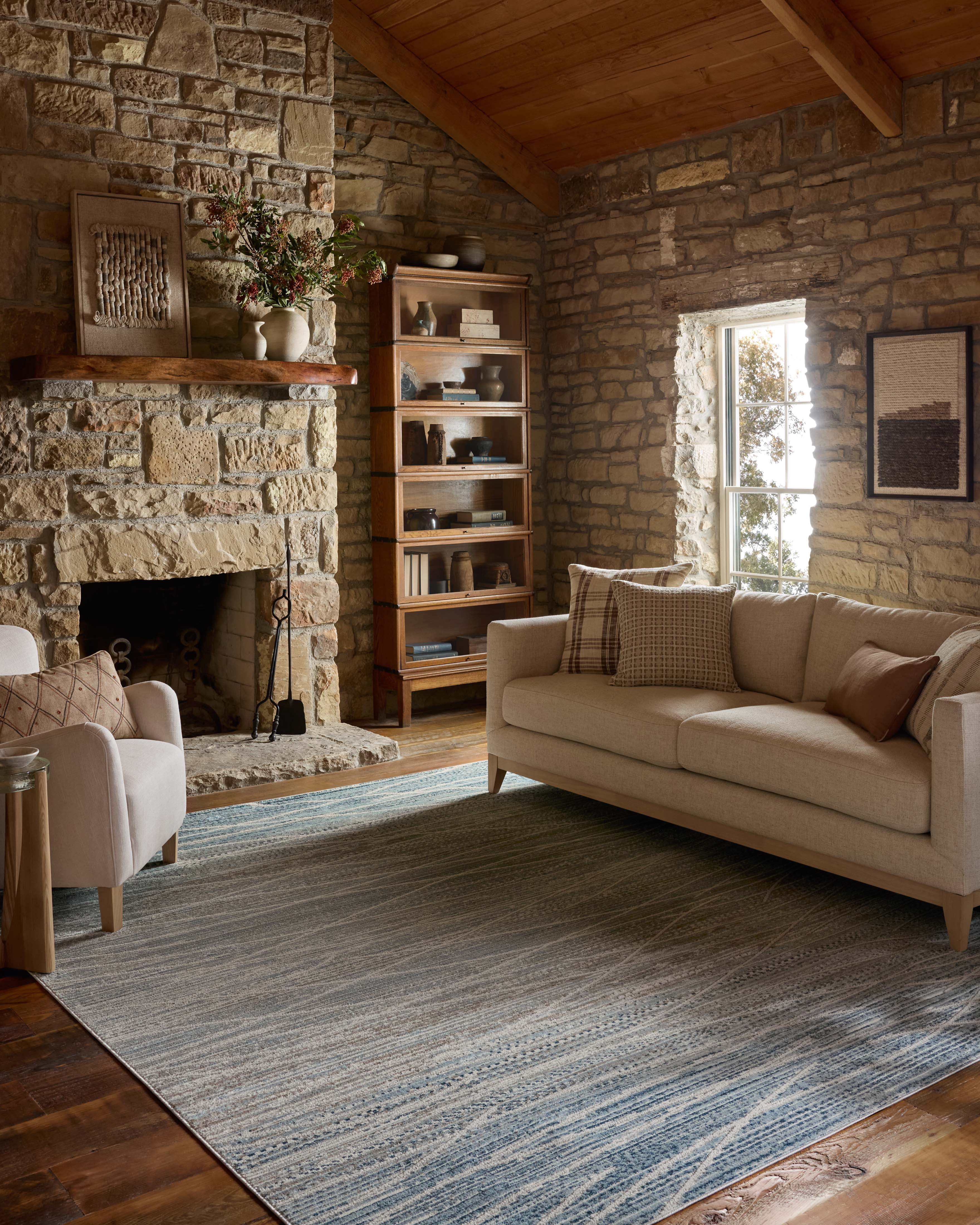 Loloi Townes Natural / Sky 2'-7" x 7'-6" Runner Rug