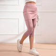 thumbnail image 2 of Skirted Leggings for Women, Audhol Women's Color Block High Strength High Elasticity Quick Drying Yoga Sports Leggings Leggings with Skirt for Women Pink 2XL, 2 of 9