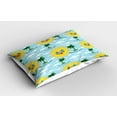thumbnail image 2 of Ambesonne Summer Pillow Sham 2 Pack, Vacation Sun and Palm Trees, 30"x20", Pale Blue Yellow and Green, 2 of 3