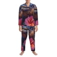 thumbnail image 3 of Lsque Realistic Flower Turtle Pattern Long Sleeve Pajama Set for Men - Soft 2-Piece Sleepwear and Loungewear Set with Pockets, Comfy Nightwear-Large, 3 of 7