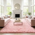 thumbnail image 2 of LUOVEN Fluffy Soft Shag Area Rug, 9*12 Modern Indoor Carpet for Bedroom Living Room Kids Room, Pink, 2 of 8