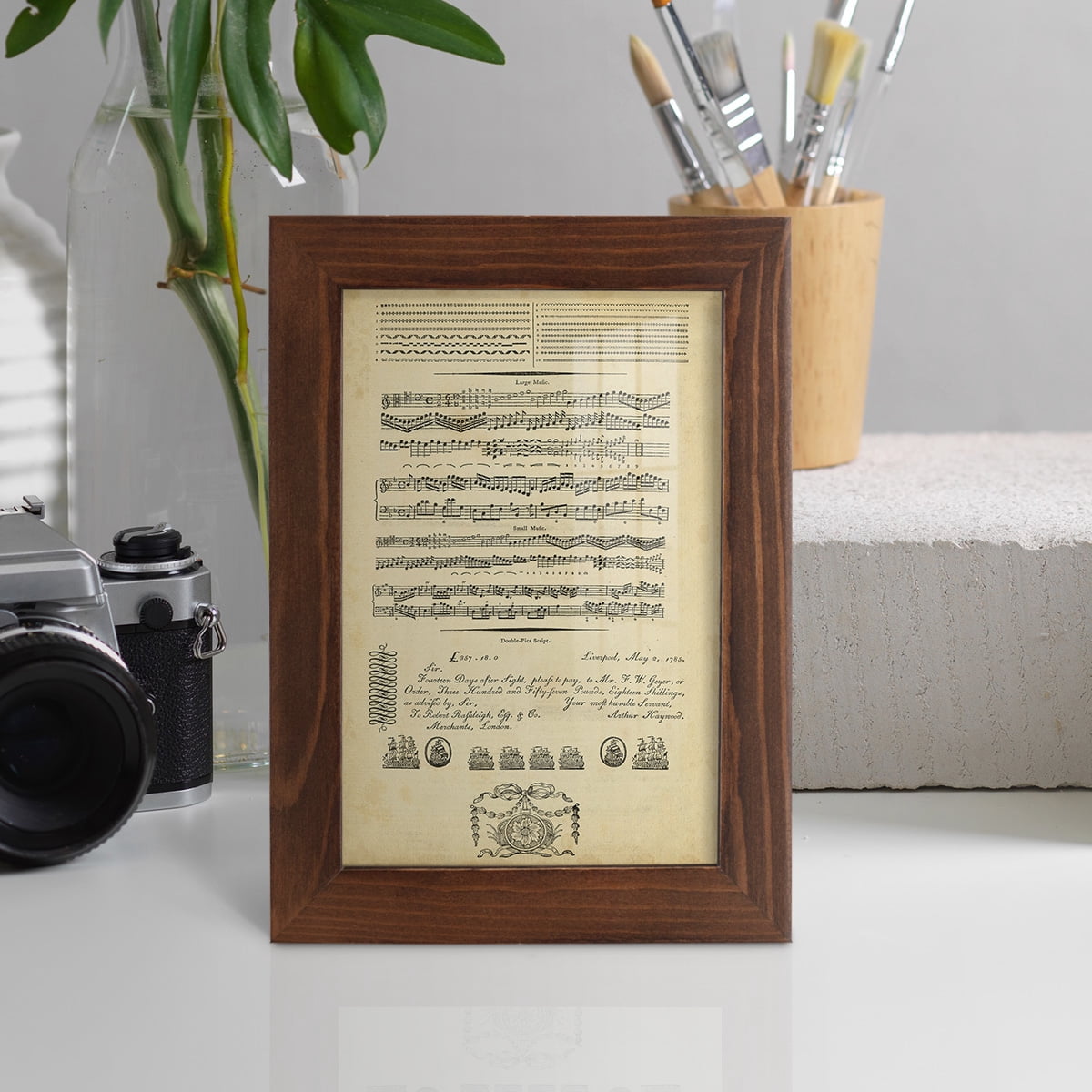 Deckled Encyclopediae V (AS) -Framed Print w/glass-Chestnut