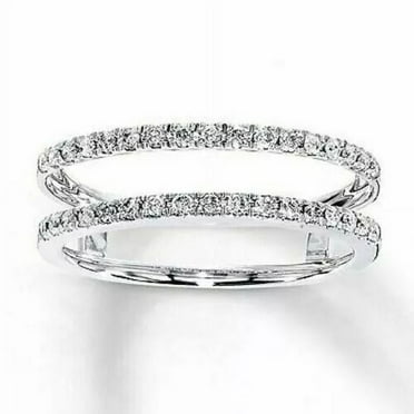 2.5 CT Round Cut Lab-Created Diamond Enhancer Wedding Ring Guard Wrap 14k White Gold Plated