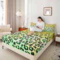 thumbnail image 4 of Manfei Leopard Cheetah Print 3pcs Twin Sheet Sets for Teens Girls Boys,Bling Golden Glitter Twin Fitted Sheet,Gradient Green Yellow Breathable Flat Sheet,Ultra Soft Home Decor, 4 of 7