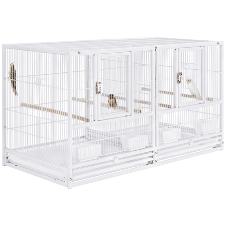 SmileMart 18" H Stackable Divided Breeder Meatal Bird Cage for Small Birds, White