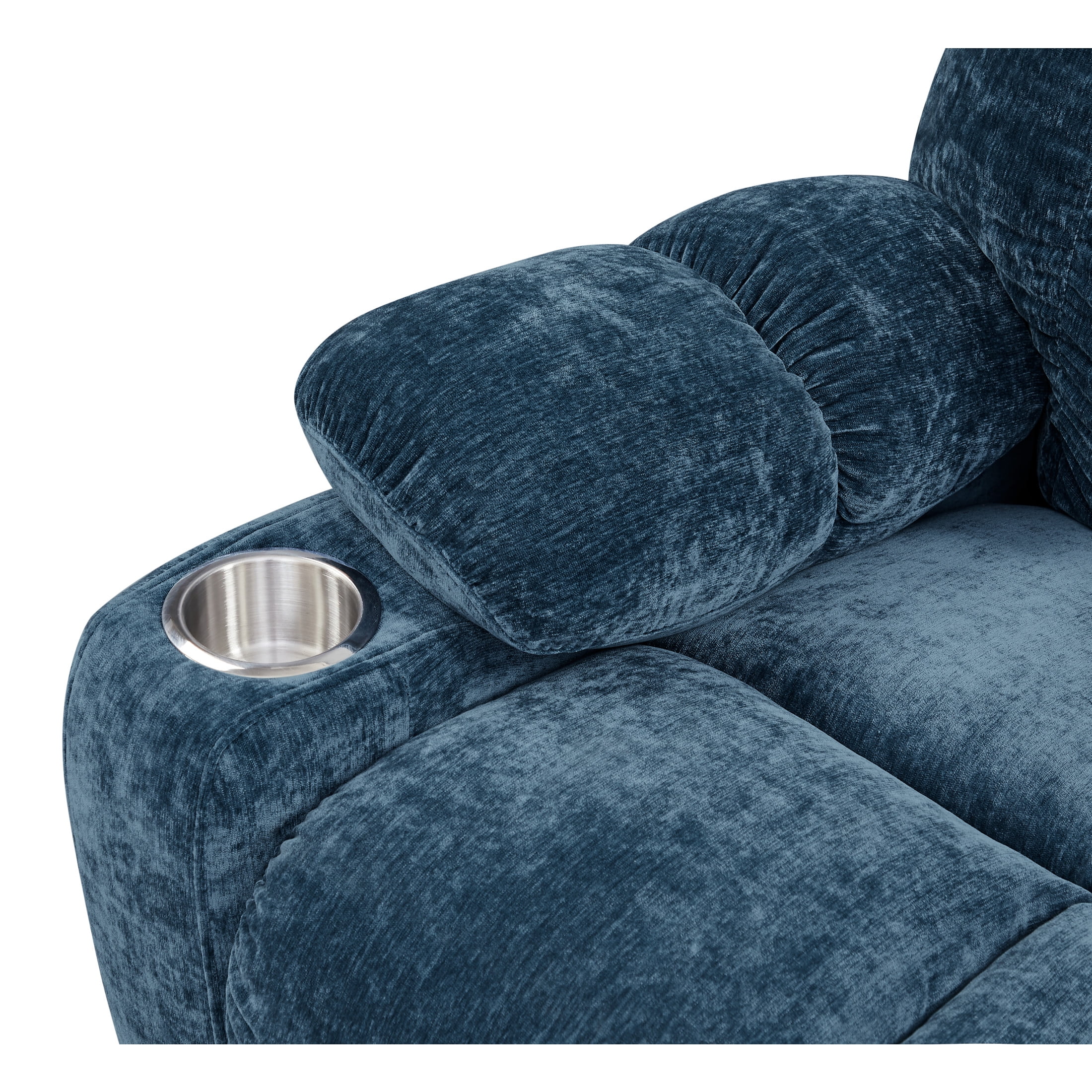180° Lay Flat Motorized Power Lift Velvet Recliner Chair, with Massage, Blue
