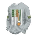 thumbnail image 2 of Dwelliawo Men's St Patrick's Day Shirt Graphic Long Sleeve Waffle Knit Tees Novelty St Patricks Day Celtic Cross Flag Shamrock Printed Shirts Round Neck Blouses Light Gray M, 2 of 6