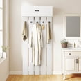 thumbnail image 2 of Costway Wall Mounted Entryway Wall Coat Rack with 5 Double Hooks & 2-Door Cabinet Hallway White, 2 of 10