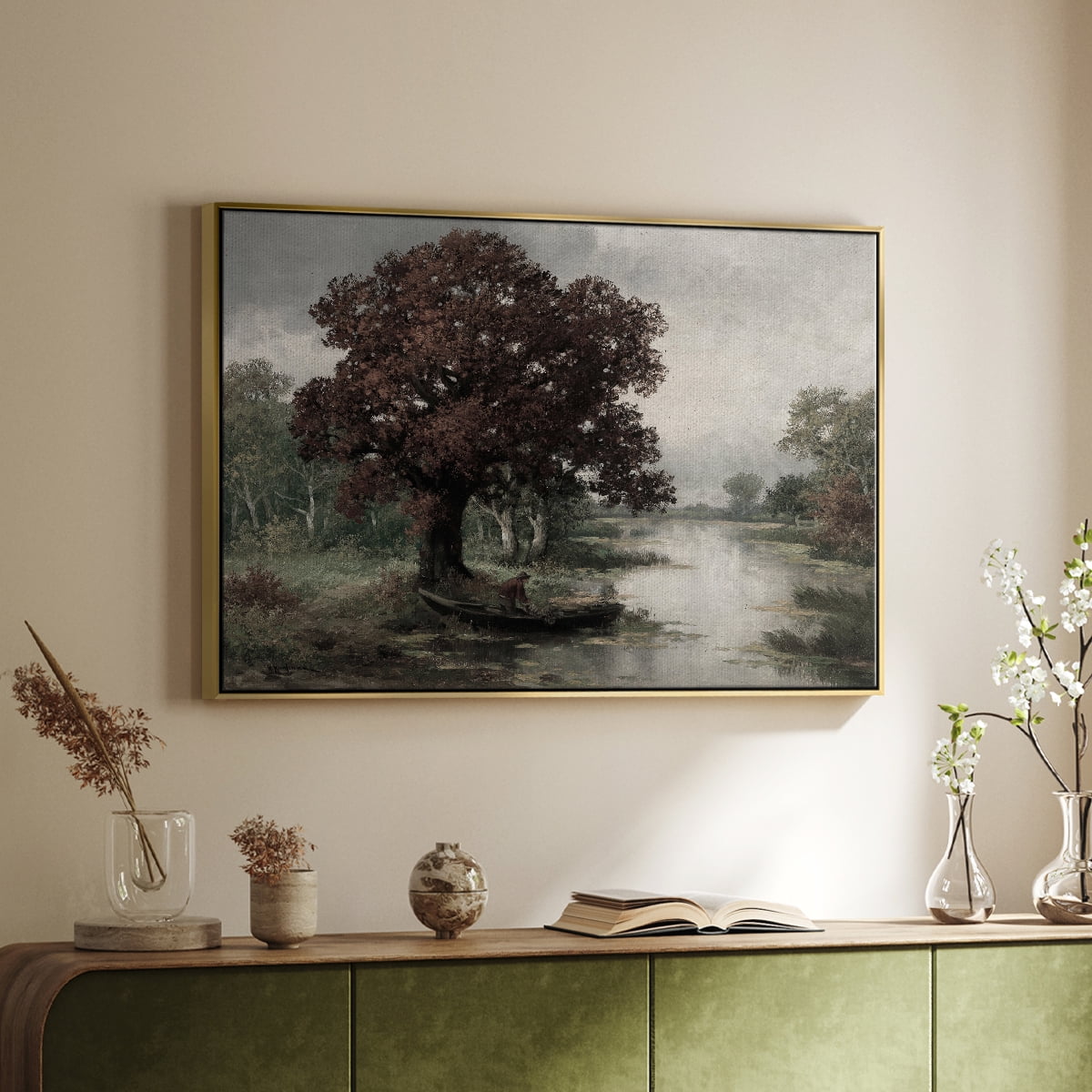 Vintage Landscape-CCCLV By Wexford Home Framed in Gold Wood Gallery Wrapped Canvas 27 in. x 41 in.