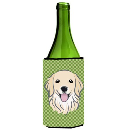 

Green Checkered Golden Retriever Wine bottle sleeve Hugger