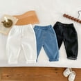thumbnail image 3 of Pantalones vaqueros de color liso para niños de 0 a 5 años, pantalones suaves para recién nacidos, pantalones casuales sencillos de otoño, 3 of 6