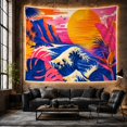 thumbnail image 6 of Tropical Sunset Ocean Waves Scene, Energetic Retro Style for Beach Lovers, Coastal Home Decor, Housewarming Gift Tapestry Wall Hanging for Bedroom, Living Room and Dorm, 6 of 7