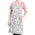 thumbnail image 5 of Light Grey Leaf Like Pattern Apron-Garden Aprons for Women with Pockets-Cotton Linen Waterproof Kitchen Cooking Gardening Aprons Adjustable for Kitchen,Cooking,BBQ and Salon 33x27 Inch, 5 of 7