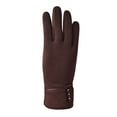 thumbnail image 3 of Dyfzdhu Fashion Women Keep Warm Winter Cuff Soft Lining Button Decoration Gloves Brown, 3 of 3