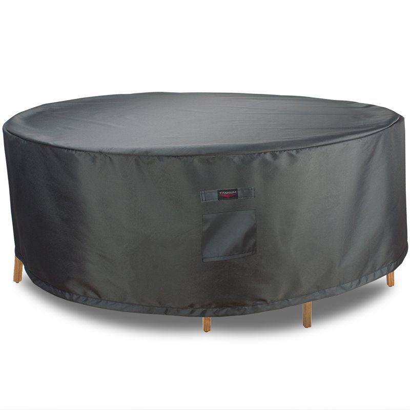 Shield Outdoor Titanium Polyester 80" Round Dining Set ...