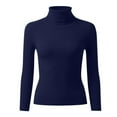 thumbnail image 4 of TrdSipl Women's Casual Slim Basic Top Knit Lightweight Turtleneck Pullover Sweater 2025 Winter Thermal Undershirts Navy M, 4 of 6