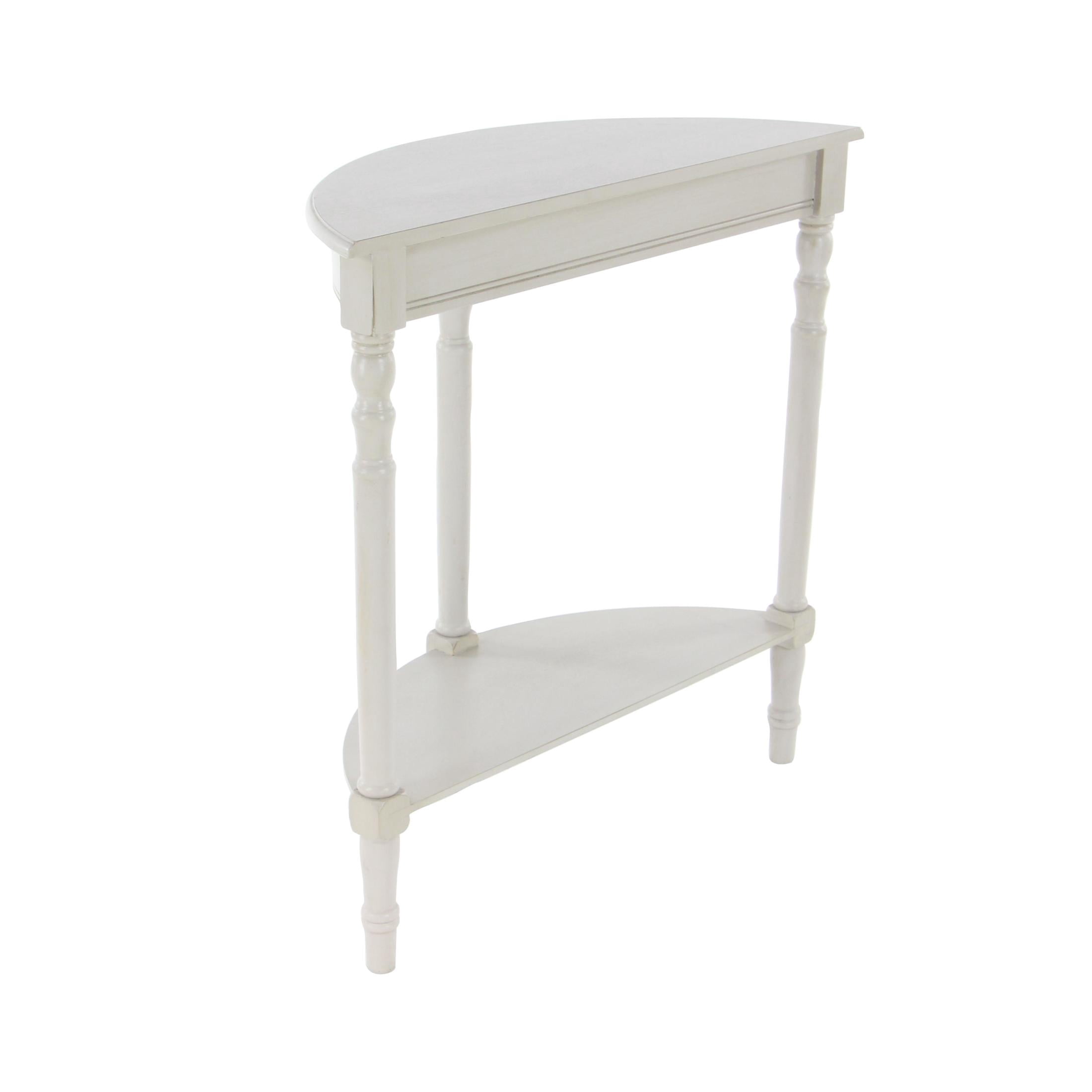 DecMode Cream Traditional Half Moon Shape Wood Console Table, 32"W x 32"H