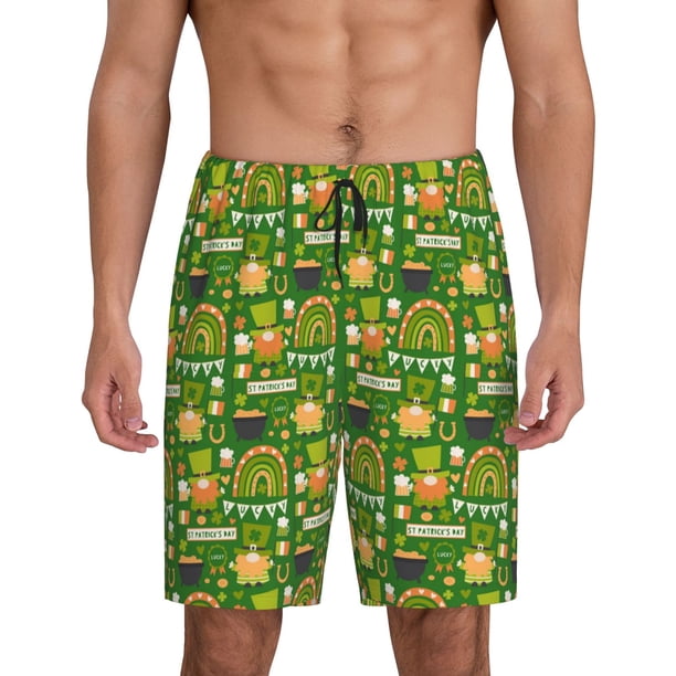 Fotbe traditional Irish colours Pantalones Cortos de Pijama para Hombre, Ropa de Dormir, Pantalones de Pijama Cortos para Hombre-Small