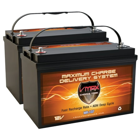 QTY2 VMAX MR137-120 12V 120AH AGM Deep Cycle Group 31 Batteries for 24 Volt 24V 75 Pound 75lb Thrust Trolling