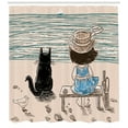 thumbnail image 3 of Ambesonne Animals Shower Curtain, Girl with a Cat, 69"Wx75"L, Multicolor, 3 of 3