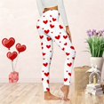 thumbnail image 2 of KDFJPTH Women's High Waist Heart Print Leggings Soft Stretchy Workout Yoga Pants Casual Loungewear White L, 2 of 4