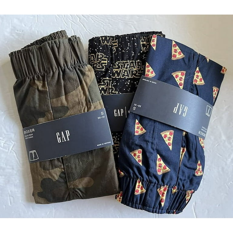 GAP Boxers Men's 3-Pack Boxer Shorts Size XL Extra Large Underwear Set  (Pizza Slices, Movie Logo, Camo Camouflage)