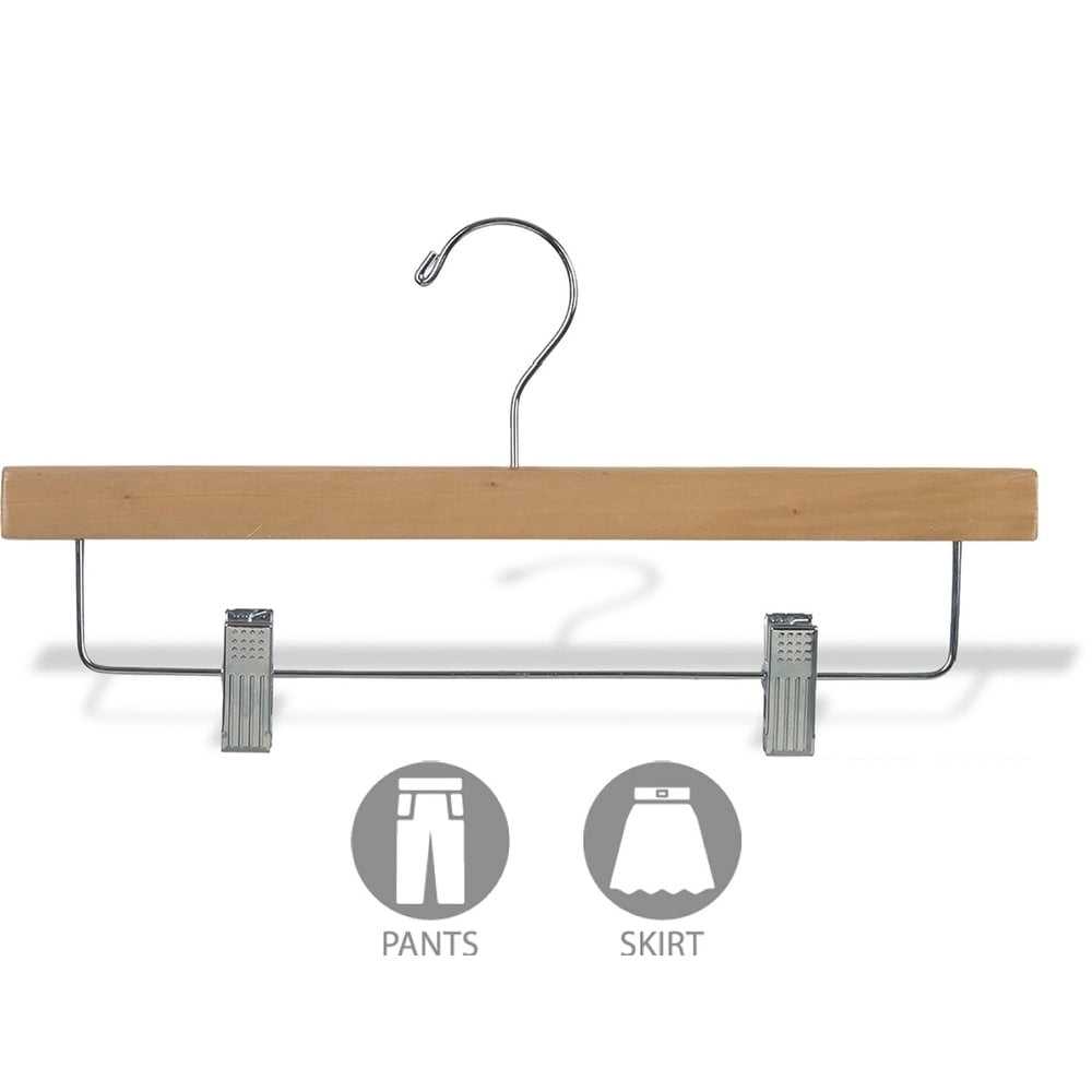 INTERNATIONAL HANGER Rubber Coated Natural Wood Pant Hanger, 25 Pack