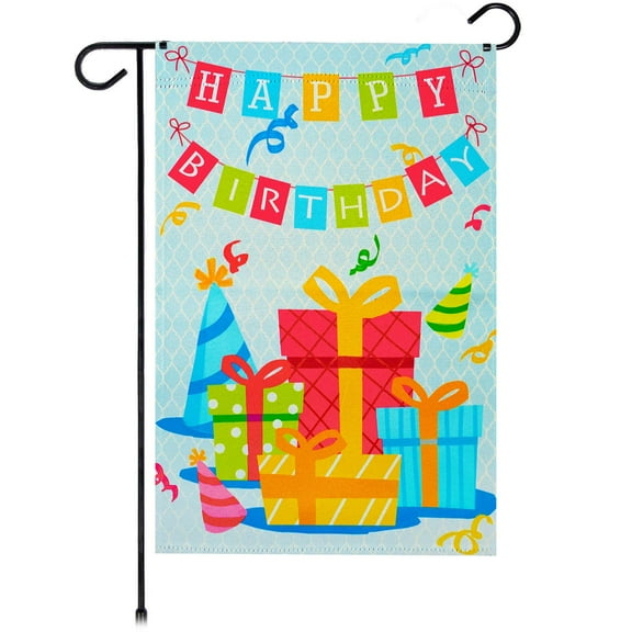 G128 Happy Birthday Presents Garden Flag 12x18 In Double Sided Birthday Yard Garden Lawn Decoration