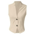 thumbnail image 4 of Duoif Waistcoat Women, Women's V Neck Button up Sleeveless Cardigan Shirt Vest Small Suit Vest Tops for Women Beige L, 4 of 9