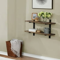 Pomona 36"W Metal and Solid Wood Wall Shelf