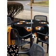 thumbnail image 5 of Outdoor Tablecloth with Umbrella Hole for Patio/Picnic/Party/Camping, Black Soccer Waterproof Table Cloth Square Cover Washable, Orange Blue Football Sports (60"x 60"), 5 of 9