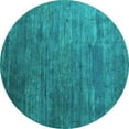 thumbnail image 1 of Ahgly Company Machine Washable Indoor Round Abstract Turquoise Blue Contemporary Area Rugs, 6' Round, 1 of 4
