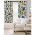 thumbnail image 2 of Vintage Blue Yellow Blackout Curtains 90 Inches Long for Bedroom, Spring Enchanted Garden Florals Thermal Insulated Room Darkening Black Out Window Curtain Panels Grommet Drapes for Living Room, 2 of 8