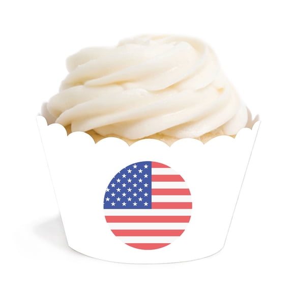 Global World Flag Party Collection, Round Cupcake Wrappers, United States, 20-Pack