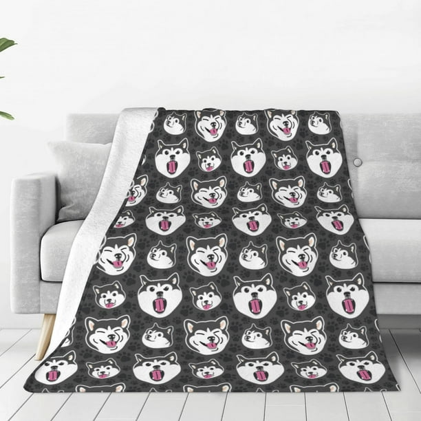 Balery Husky Manta de Felpa Suave y Acogedora – Cobija de Franela Aterciopelada para Cama, Lavable y Cálida para Sofá, Mascotas, Transpirable-80"x60"