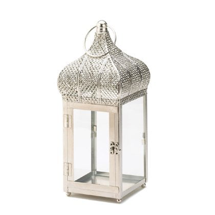Moroccan style small domed silver lantern 