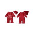 thumbnail image 2 of Cjfdfy Newborn Baby Girl Christmas Outfit Christmas Baby Letter Embroidery Knit Ruffle Collar Long Sleeve Jumpsuit And Santa Hat Set Infant Cute Christmas Fall Winter Outfits, 2 of 9
